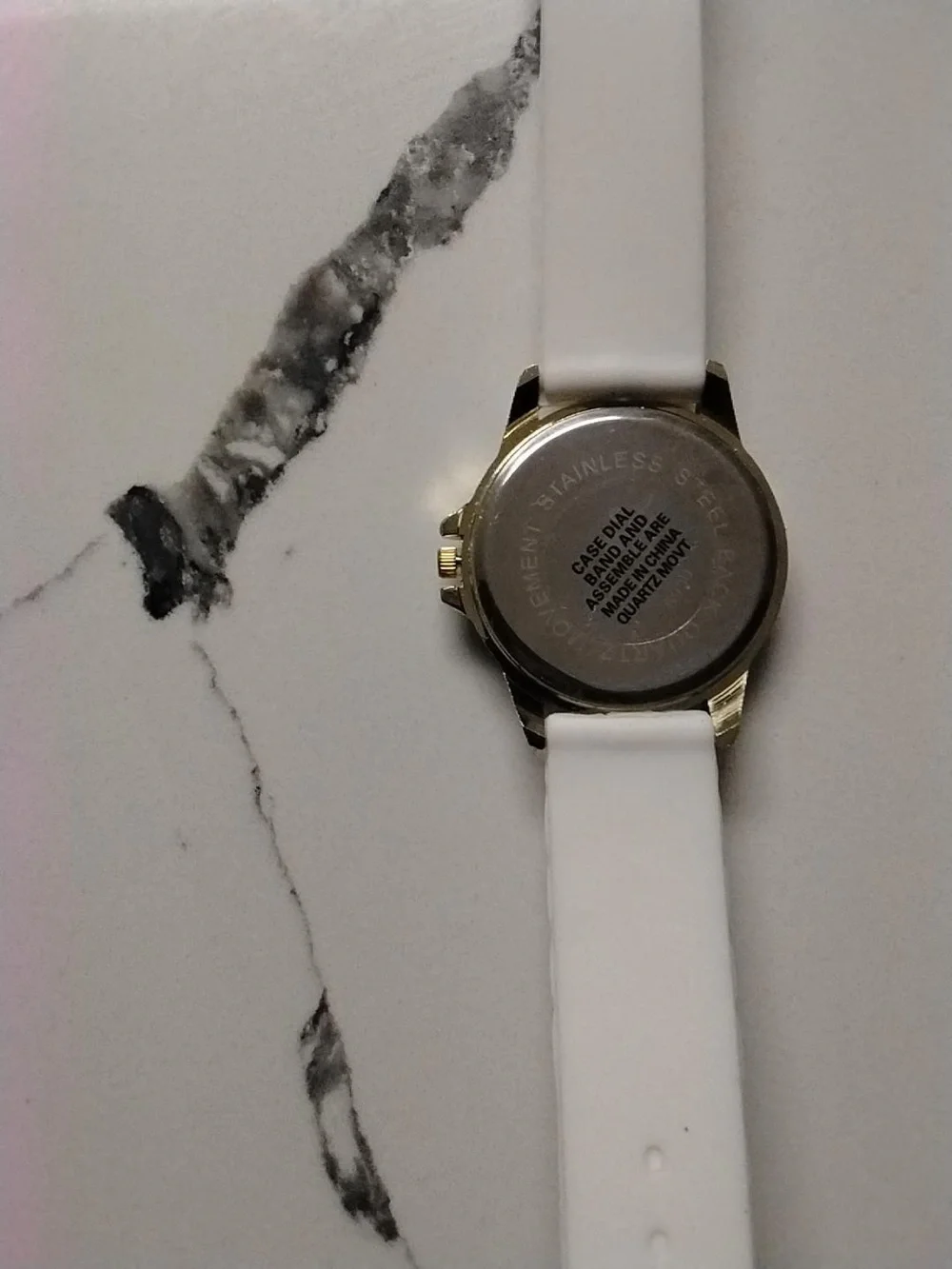 Crystal-Bezel World Map Watch with White Silicone Band